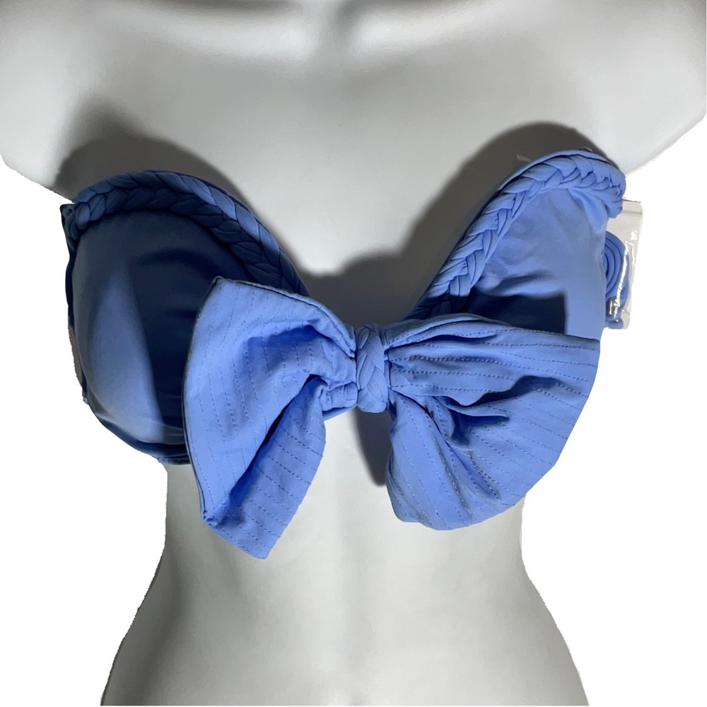 Mynah NWT’s Sky Blue Big Bow Bikini Top with Adjustable Straps in Bag Tie Back M